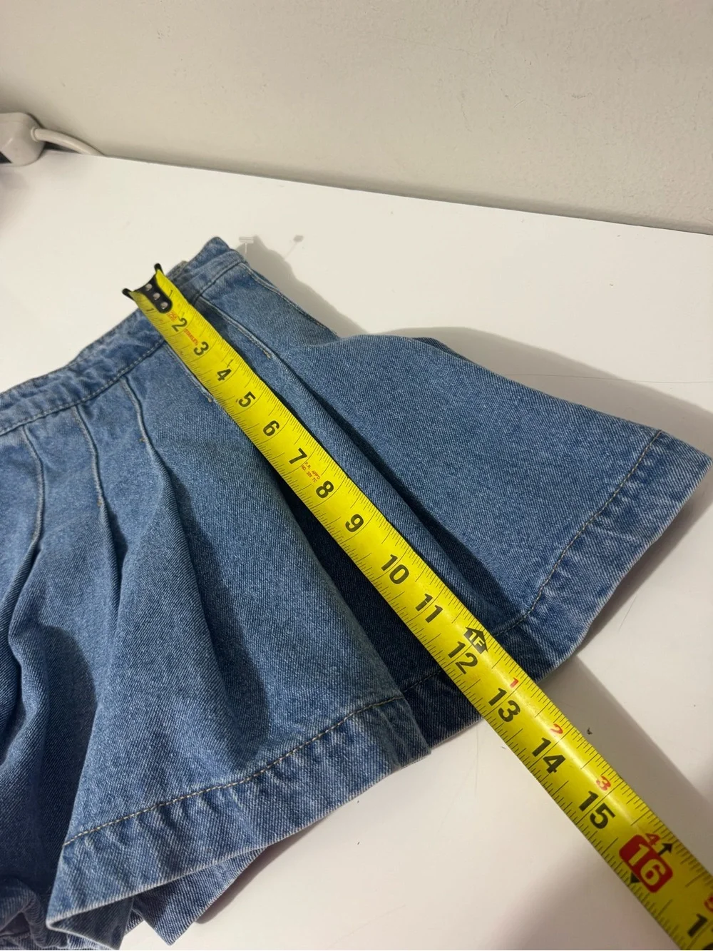 Forever 21 whimsy festival Wester Blue Pleated Denim Skater Mini Skirt